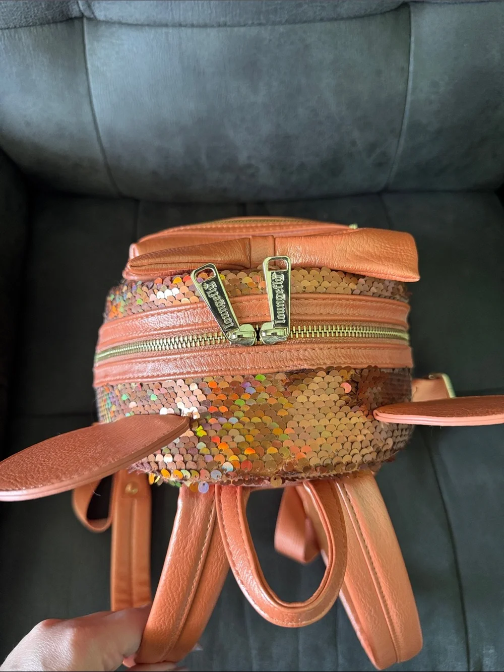 Loungefly Kids Copper Sequin Minnie Ear Mini Backpack